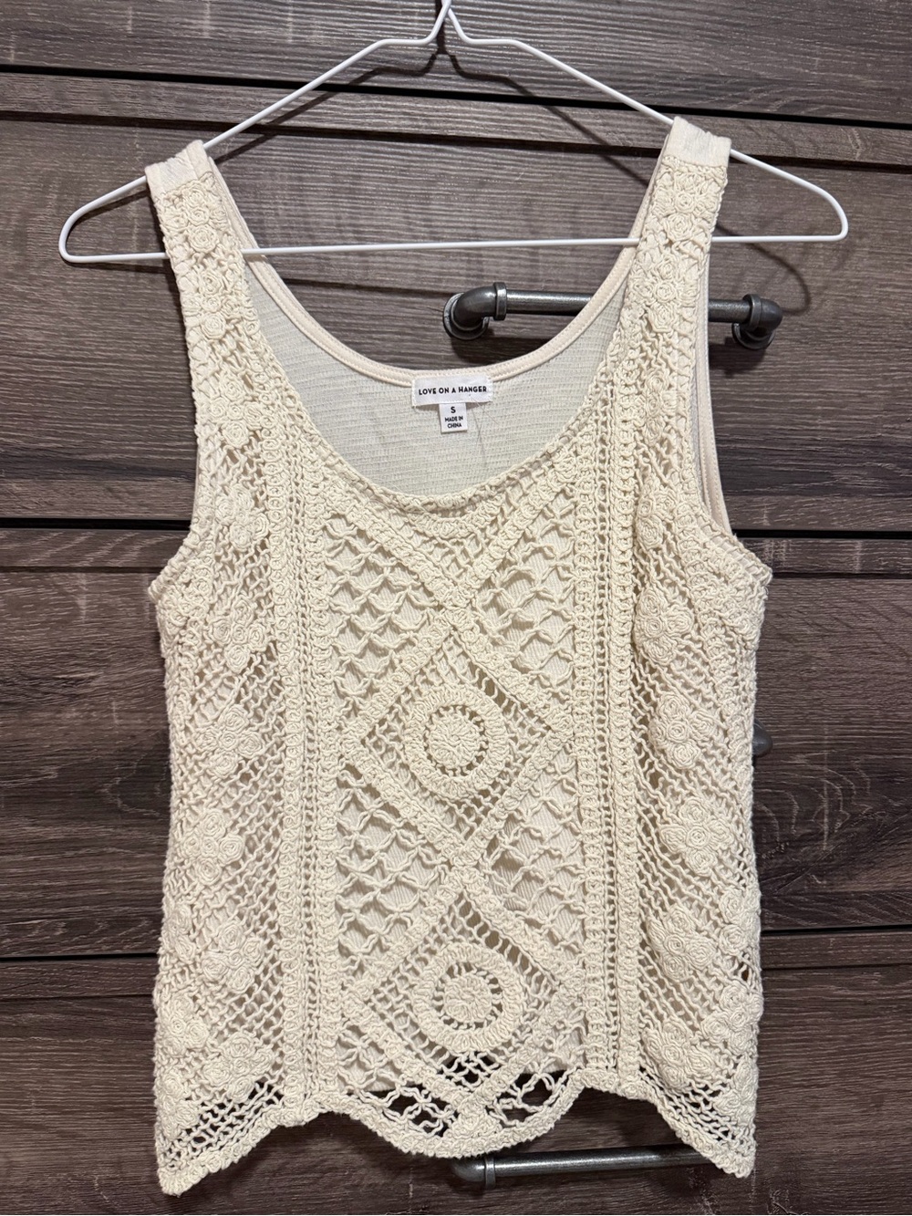 love on a hanger Cream Crochet Tank Top - Openwork Knit